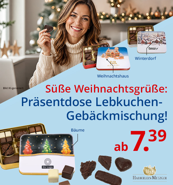  Präsentdose Lebkuchen-Gebäckmischung als Werbegeschenk
