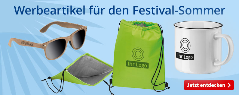 Werbeartikel für Festivals mit Logo bedrucken