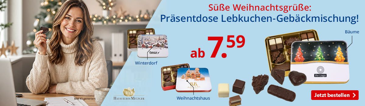  Präsentdose Lebkuchen-Gebäckmischung als Werbegeschenk