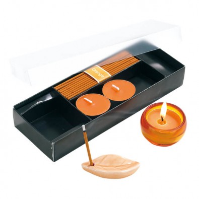 Entspannungs-Set Scent mit Räucherstäbchen und Teelichtern, Orange Entspannungs-Set Scent mit Räucherstäbchen und Teelichtern, Orange