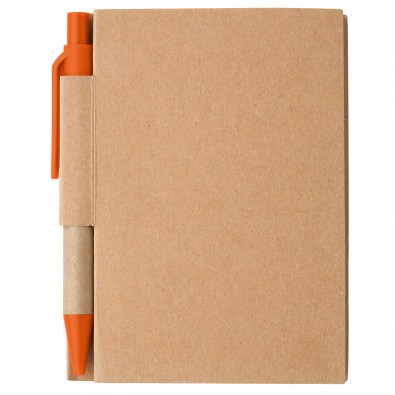 Notizbuch mit Kugelschreiber Mini Natur/Orange Notizbuch mit Kugelschreiber Mini Natur/Orange