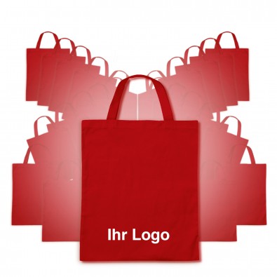 Baumwolltaschen-Werbe-Sparset, kurze Henkel, 100-teilig, Rot, Inkl. Druck Baumwolltaschen-Werbe-Sparset, kurze Henkel, 100-teilig, Rot, Inkl. Druck