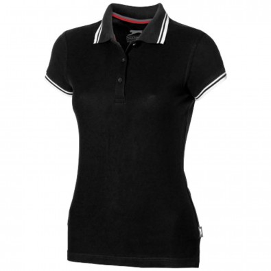Deuce Poloshirt mit weißem Rand für Damen, schwarz, L Deuce Poloshirt mit weißem Rand für Damen, schwarz, L
