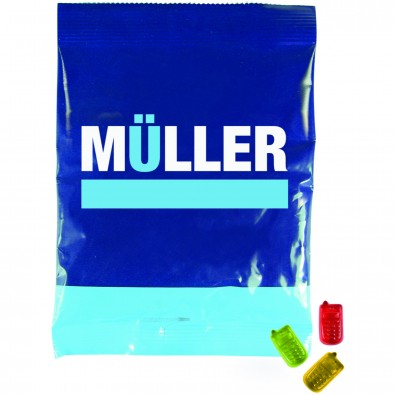 Fruchtgummi Maxitüte, Handy, inkl. Druck, weiße Folie Fruchtgummi Maxitüte, Handy, inkl. Druck, weiße Folie