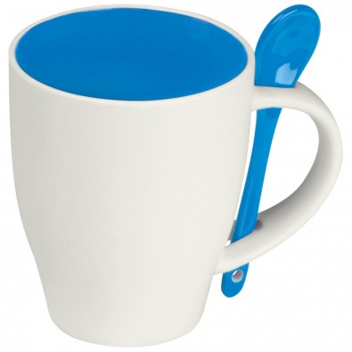 Porzellantasse mit Löffel, 250 ml, blau Porzellantasse mit Löffel, 250 ml, blau
