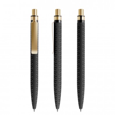 prodir QS03 Soft Touch PRS Push Kugelschreiber, Schwarz-Gold satiniert prodir QS03 Soft Touch PRS Push Kugelschreiber, Schwarz-Gold satiniert