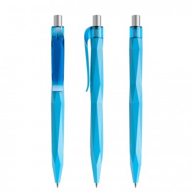 Prodir QS20 PMT Push Kugelschreiber, Cyanblau-Silber satiniert Prodir QS20 PMT Push Kugelschreiber, Cyanblau-Silber satiniert
