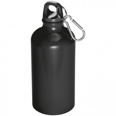 Trinkflasche aus Aluminium mit Karabinerhaken, 500 ml, schwarz Trinkflasche aus Aluminium mit Karabinerhaken, 500 ml, schwarz